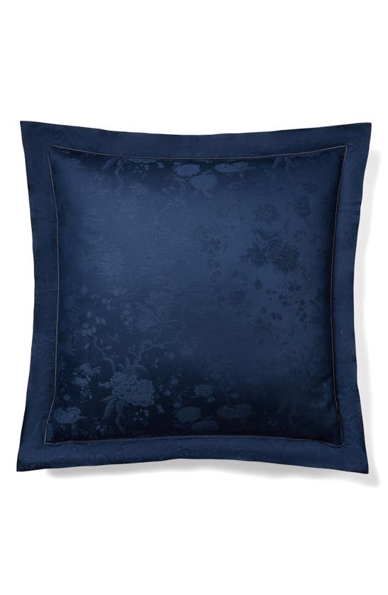 Shop Ralph Lauren Bethany Floral Jacquard Euro Pillow Sham In Polo Navy