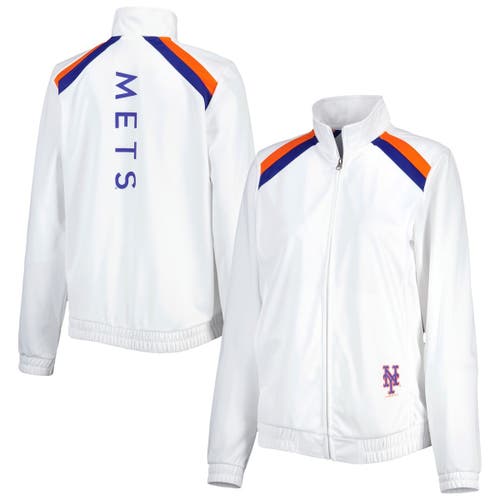 Women's G-III 4Her by Carl Banks White New York Mets Red Flag Full-Zip Track Jacket