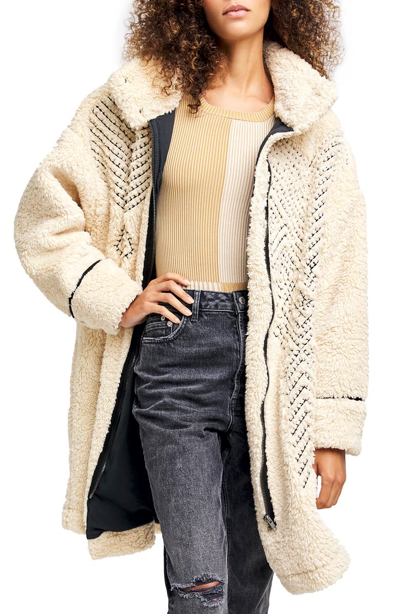 Free People Avery Embroidered Teddy Coat, Main, color, 