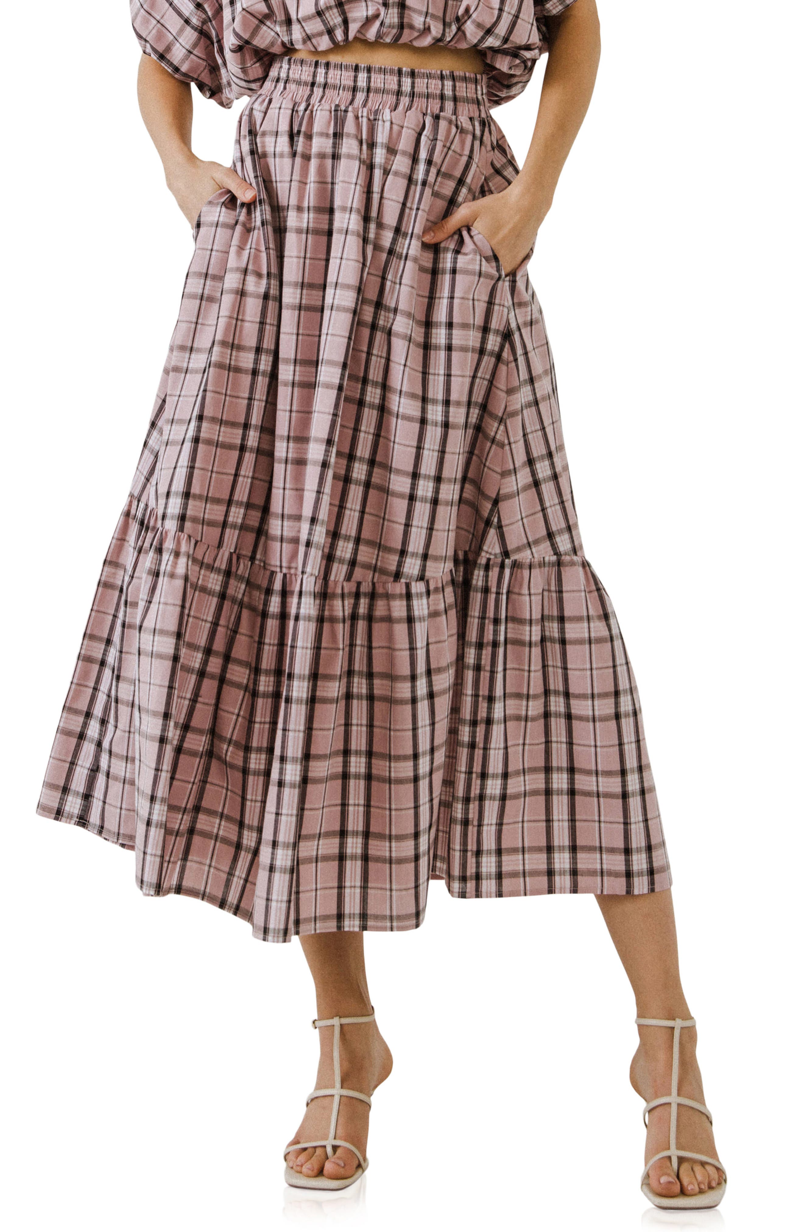 womens plaid long skirt