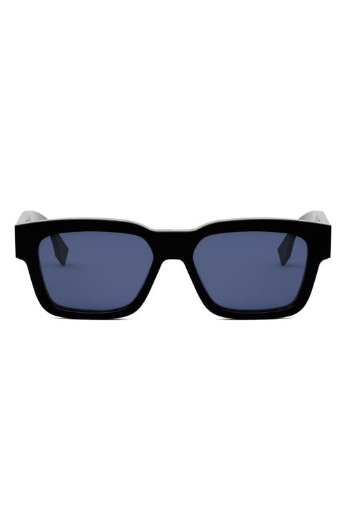 Fendi The  O'lock 53mm Rectangular Sunglasses In Shiny Black/blue