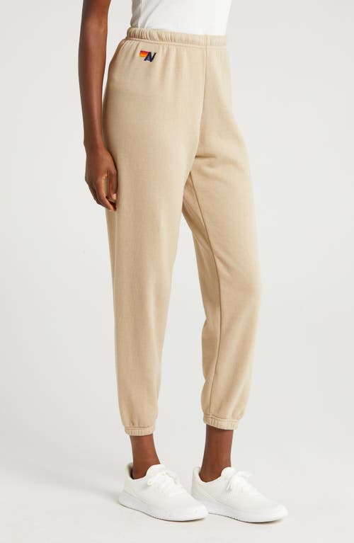 Aviator Nation Stripe Sweatpants In Sand/pink Green