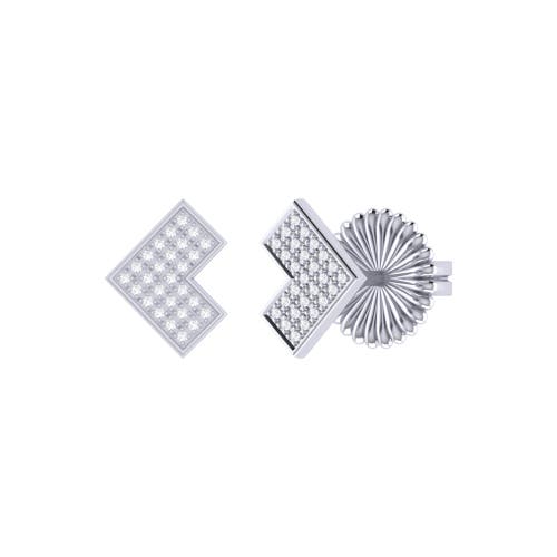 Luvmyjewelry One Way Arrow Sterling Silver Diamond Stud Earring In Silver