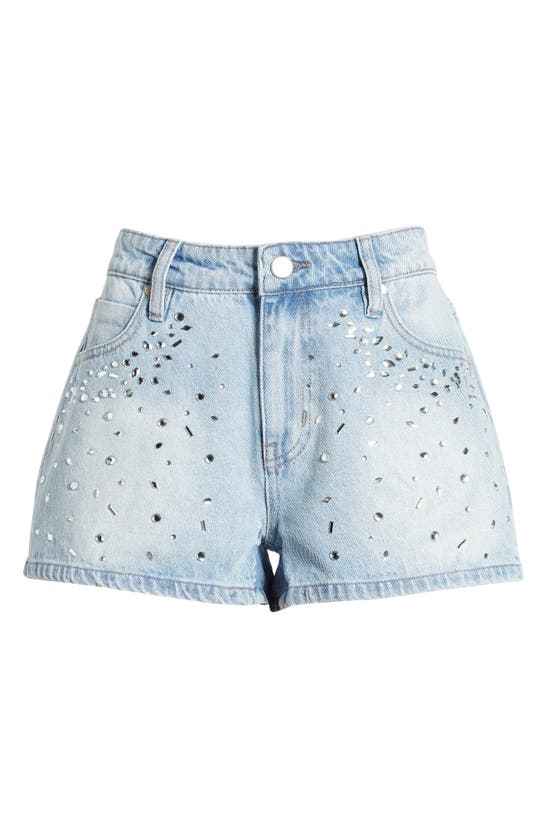 Shop Ptcl Beaded Denim Shorts In Light Wash
