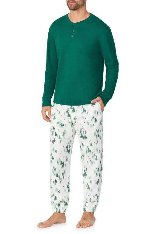 BEDHEAD PAJAMAS BEDHEAD PAJAMAS LONG SLEEVE HENLEY PAJAMA TOP & FLANNEL PAJAMA PANTS SET