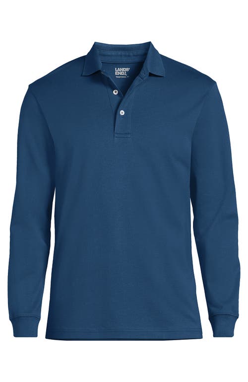 Shop Lands' End Long Sleeve Cotton Supima Polo Shirt In Evening Blue