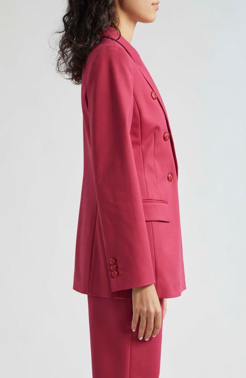 Shop Emporio Armani Cotton Couture Double Breasted Blazer In Solid Dark Red
