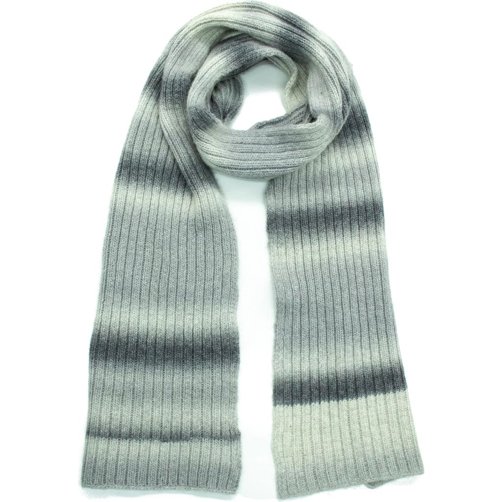 Portolano Ombré Stripe Merino Wool Blend Scarf In Grey Multi