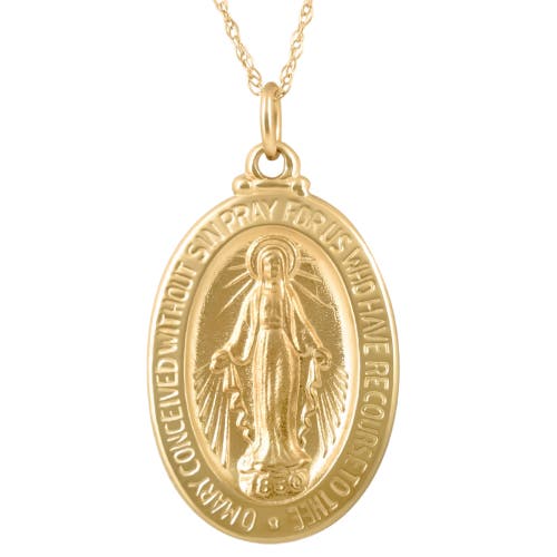 Bliss Diamond 14k Gold St. Mary Medal Pendant  1" Tall 5 Grams In Yellow Gold