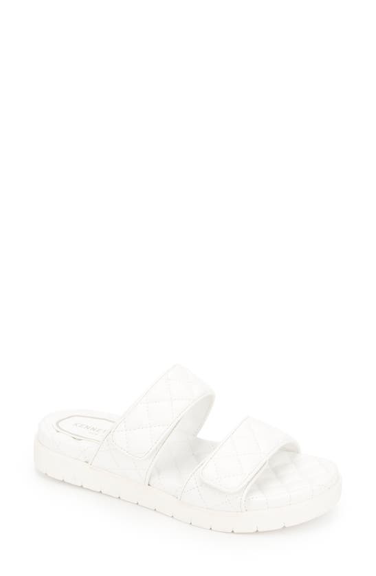 Kenneth Cole New York Nova Two Band Slide Womens Open Toe Slip On Slide Sandals In White