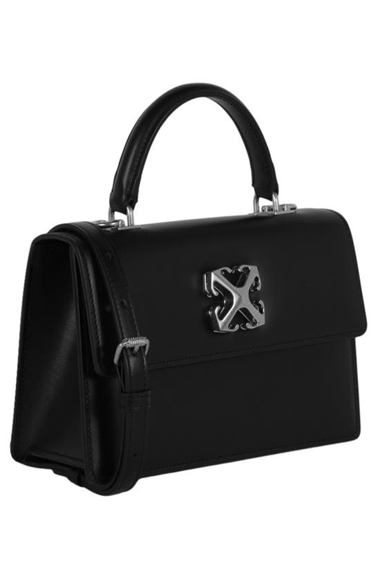 Shop Off-white Jitney 1.4 Leather Top Handle Bag In Black
