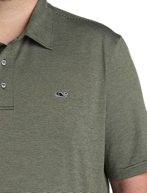 Shop Vineyard Vines St. Jean Striped Sankaty Performance Polo Shirt In Olive