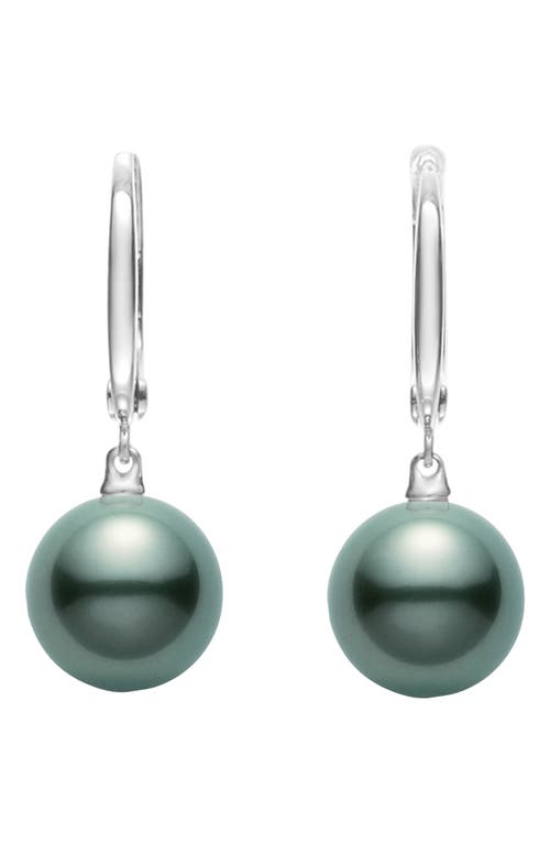 Mikimoto Black South Sea Cultured Pearl Hoop Earrings in White Gold