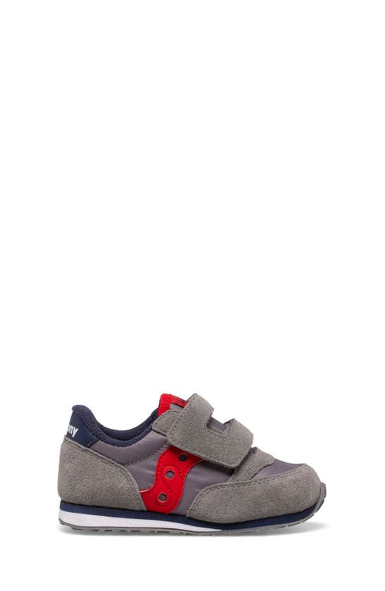 Shop Saucony Jazz Hook & Loop Sneaker In Grey/ Red/ Navy