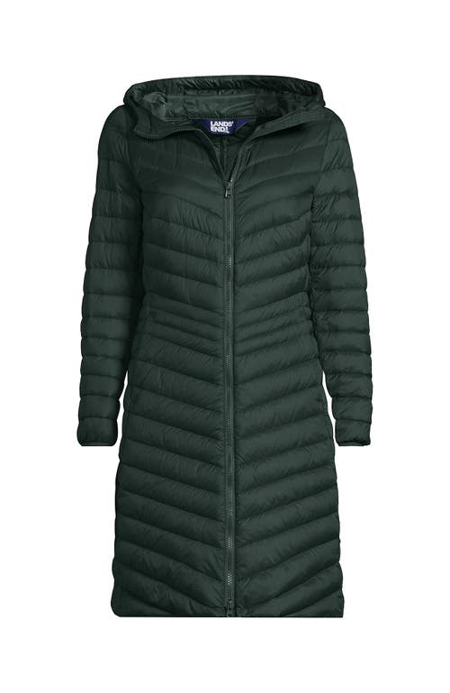 Shop Lands' End Ultralight Packable Long Down Coat In Evening Forest