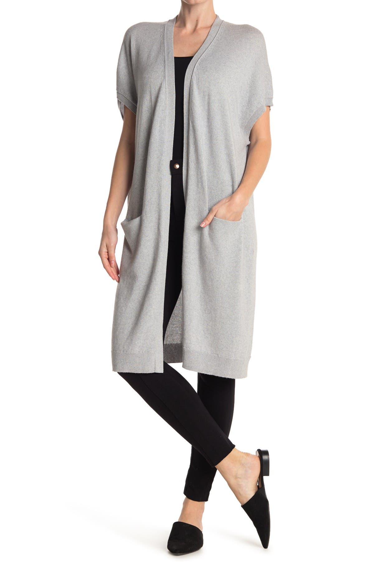 short sleeve longline cardigan