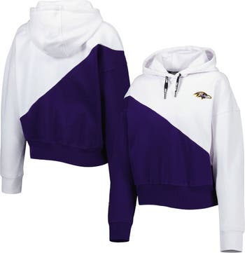 DKNY SPORT Women's DKNY Sport White/Purple Baltimore Ravens Bobbi Color  Blocked Pullover Hoodie
