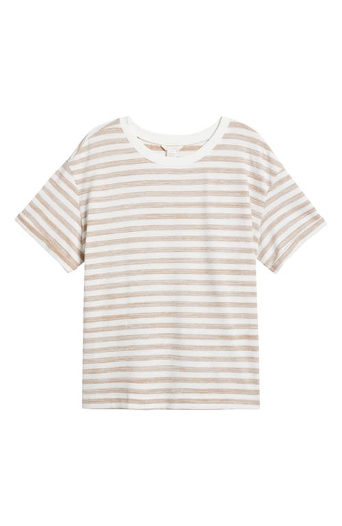 Shop Caslonr Caslon(r) Ease Stripe Crewneck T-shirt In Tan Oxford- White Charm Stripe