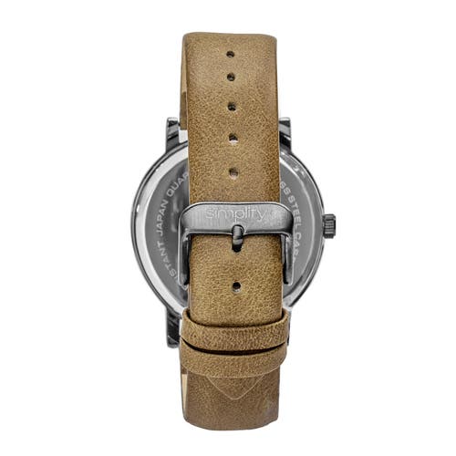 Simplify The 7000 Leather-band Watch In Gunmetal/brown