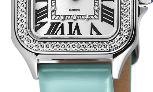 Gv2 Women's Milan 27.5mm Stainless Steel, 0.06 Tcw Diamond & Leather Strap Watch In Turquoise
