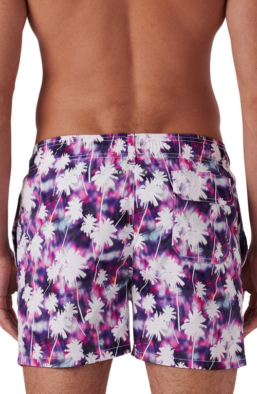 Shop Bugatchi Print Archer Mid Length Swim Trunks In Orchid