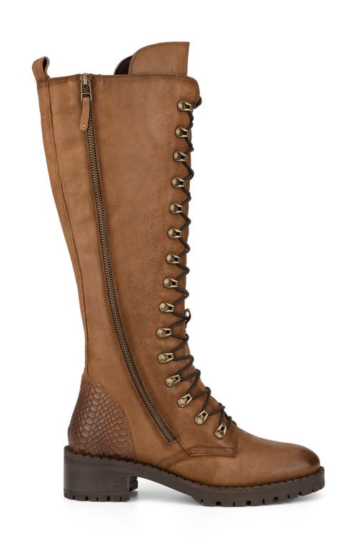 Vintage Foundry Henrietta Tall Leather Lace-up Boot In Tan