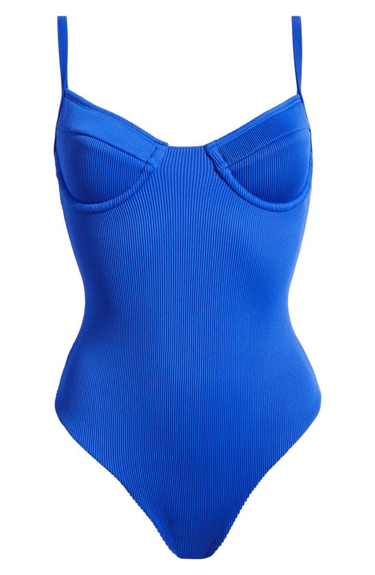 Shop Kulani Kinis Ribbed Underwire One-piece Swimsuit In Ocean Blue