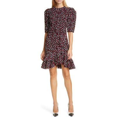 Michael Kors Tiered Belted Scattered Dot Dress, Red