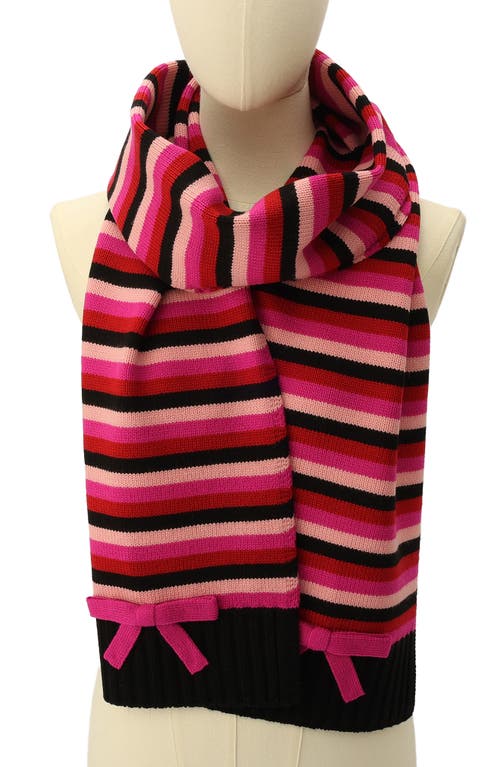 Shop Kate Spade New York Stripe Scarf In Marker Pink Multi