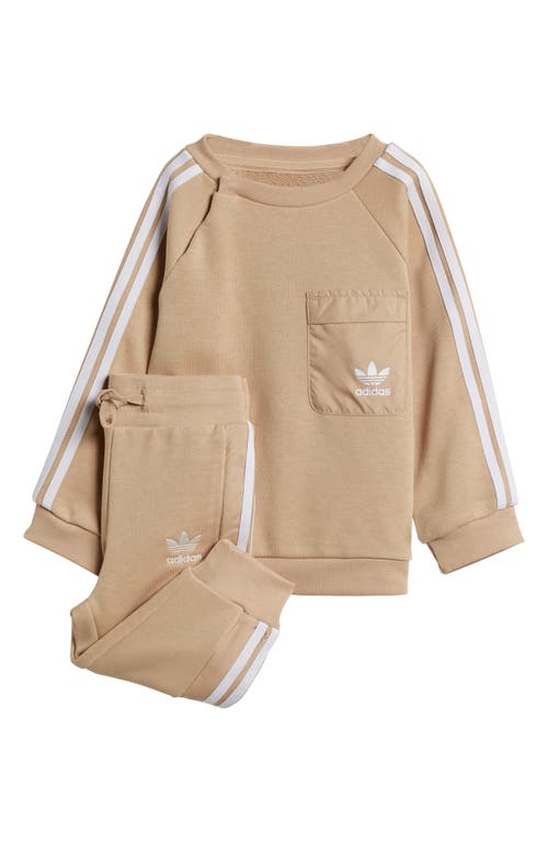 Shop Adidas Originals Adidas Adicolor Lifestyle Crewneck Sweatshirt & Joggers Set In Magic Beige