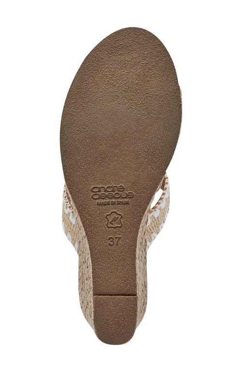 Shop Andre Assous André Assous Nolita Raffia Wedge Slide Sandal In Beige/white Fabric