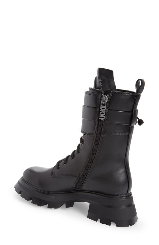 Dkny Bart Womens Faux Leather Lugged Sole Combat & Lace-up Boots In Black