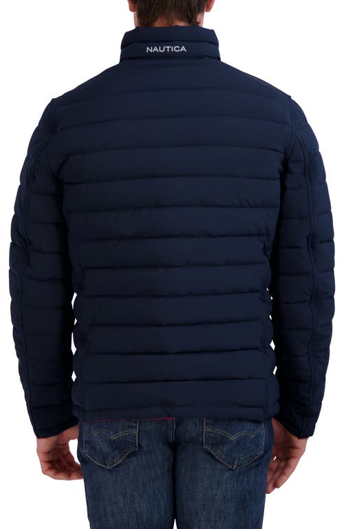 Nautica Water Resistant Reversible Puffer Jacket In Navy
