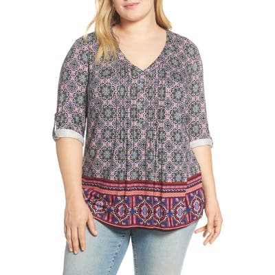 Plus Size Daniel Rainn Pintuck Front Top, Black