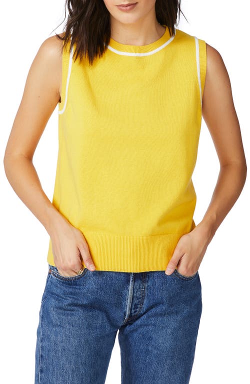 Tipped Cotton & Silk Sleeveless Sweater in Canary Gold