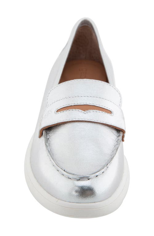Shop Gentle Souls By Kenneth Cole Gentle Souls Bailey Metallic Penny Loafer In Silver Leather