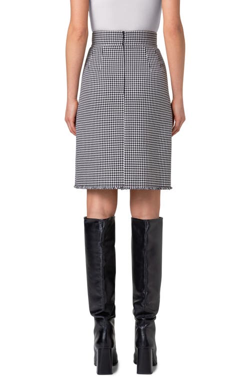 Shop Akris Punto Houndstooth Fringed Skirt In Black-cream