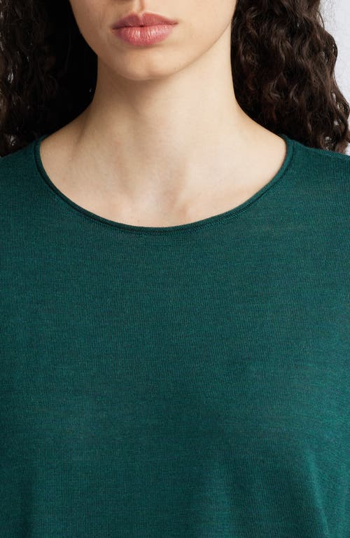 Shop Eileen Fisher Crewneck Wool Sweater In Pine