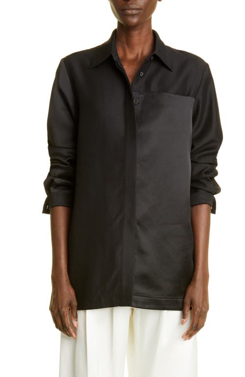 CO Mixed Media Button-Up Shirt in Black
