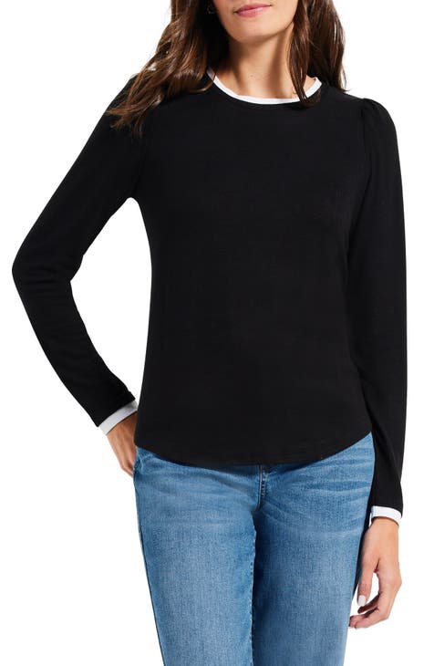 St John Collection Black Santana Knit Long-Sleeve Fitted Tunic Top - Ruby  Lane