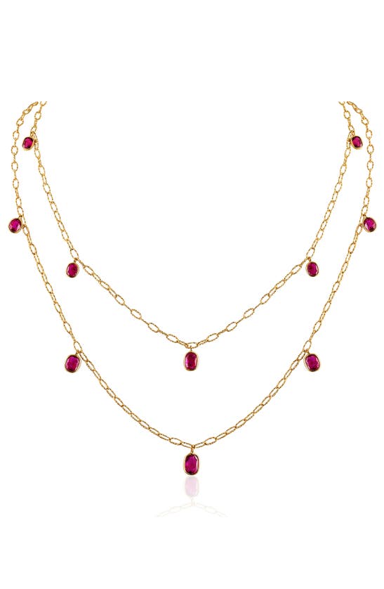 Shop Mindi Mond Ruby Tinsel Charm Chain Necklace In Yellow Gold/ Ruby