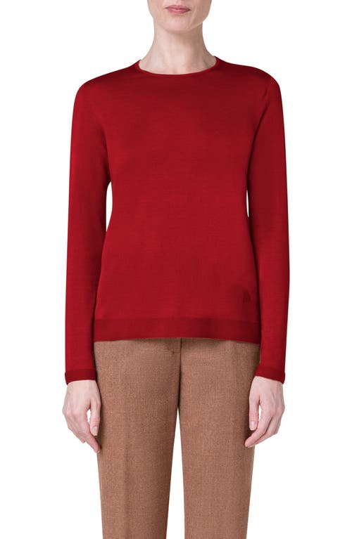 Akris Fine Gauge Cashmere & Silk Sweater 066 Ruby Red at