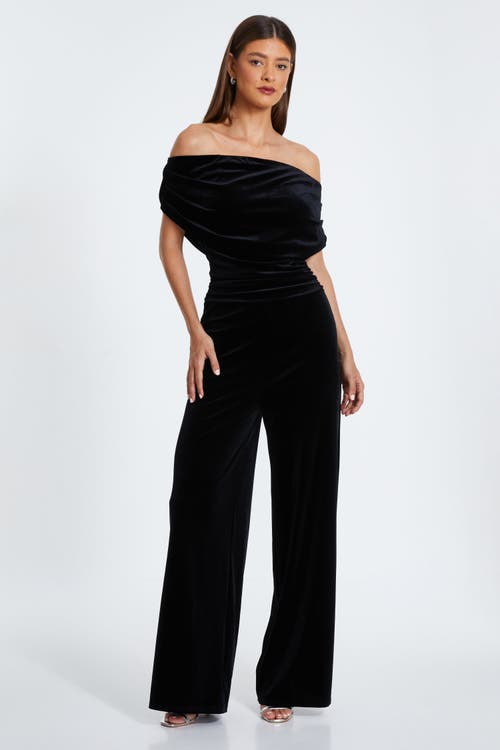 QUIZ QUIZ BARDOT VELVET JUMPSUIT 