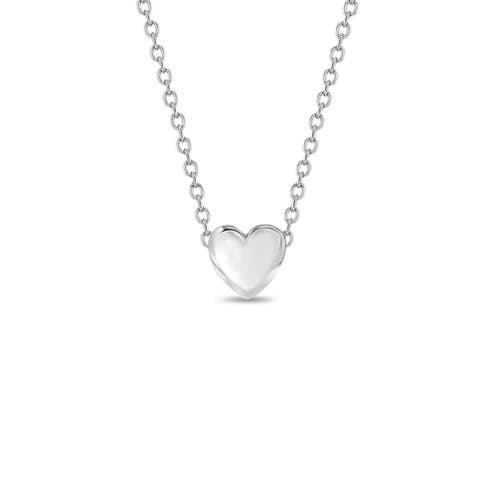 Shop In Season Jewelry Dainty Puffed Heart Necklace In Silver
