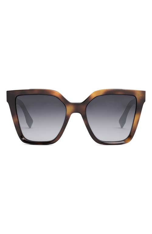 Fendi The  Lettering 55mm Geometric Sunglasses In Blonde Havana/gradient Smoke