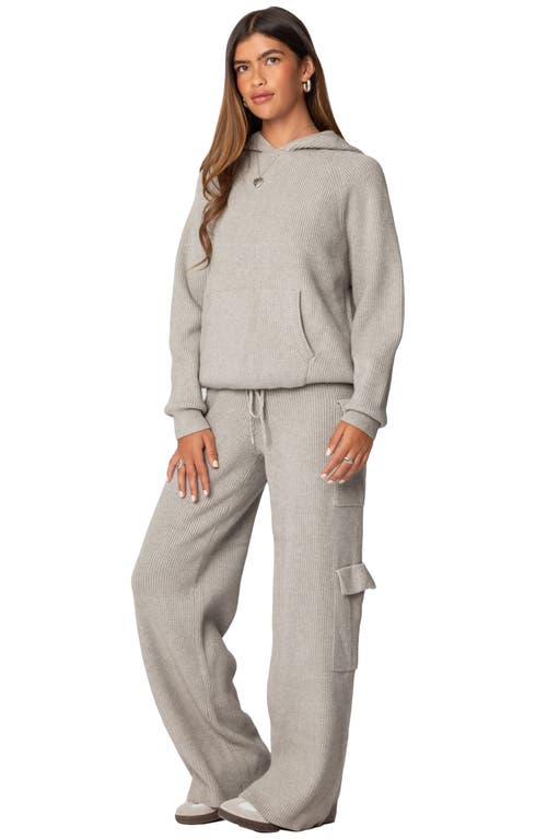Shop Edikted Wynter Oversize Sweater Hoodie In Gray-melange