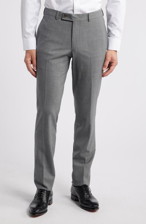 Jack Victor Patrick Flat Front Stretch Wool Dress Pants In Medium Grey