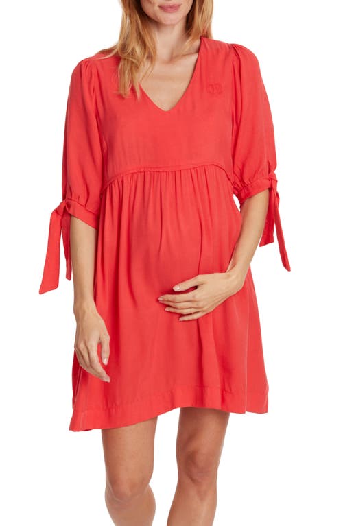 Shop Cache Coeur Amy Maternity/nursing Babydoll Dress In Coral