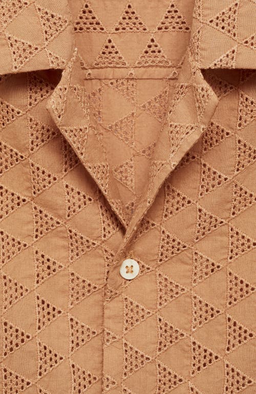 Shop Mango Short Sleeve Cotton Button-up Shirt In Salmon