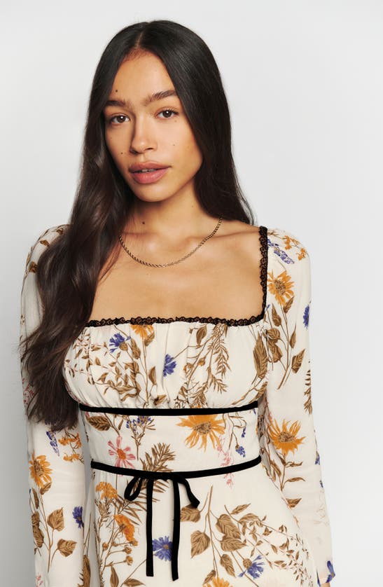 Reformation Pennie Floral Long Sleeve Midi Dress In Frolic Modesens